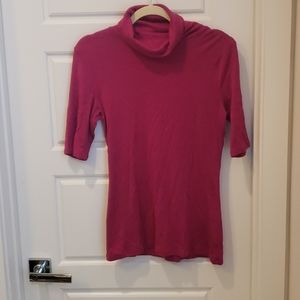 Fuchsia Pink Turtleneck with Half Sleeve - Large